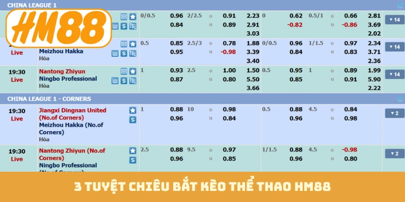 3 tuyệt chiêu bắt kèo thể thao HM88
