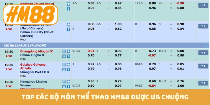TOP các bộ môn thể thao HM88 được ưa chuộng